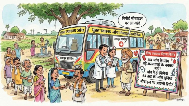 विश्व स्वास्थ्य दिवस : जांच के लिए बड़े अस्पतालों के नहीं लगाने होंगे चक्कर, रायपुर के गांवों में ही हो सकेगी 64 तरह की जांच, मोबाइल पर आएगी रिपोर्ट